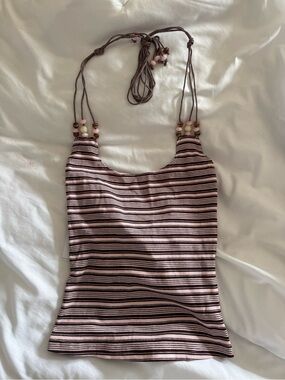 Princess Polly Pink and Brown Halter Tank Top